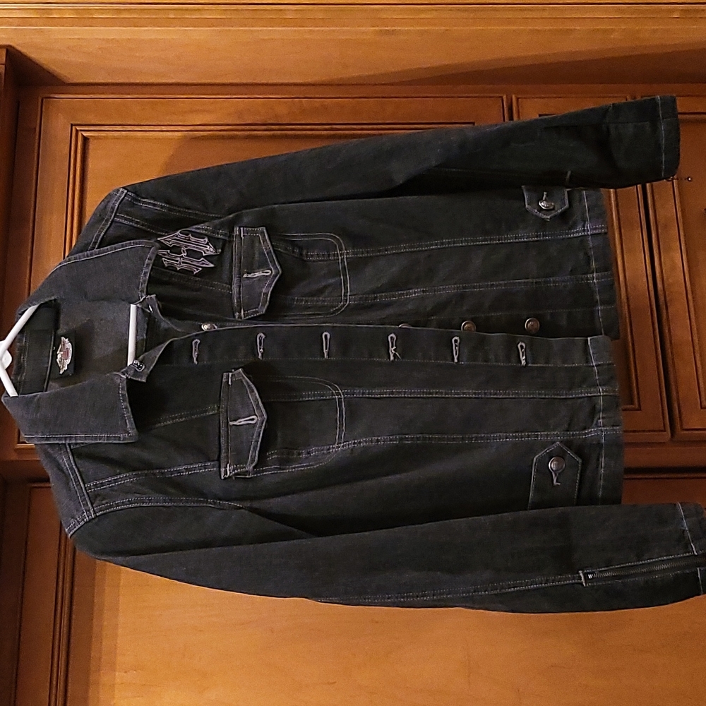 Harley Davidson black denium jean jacket